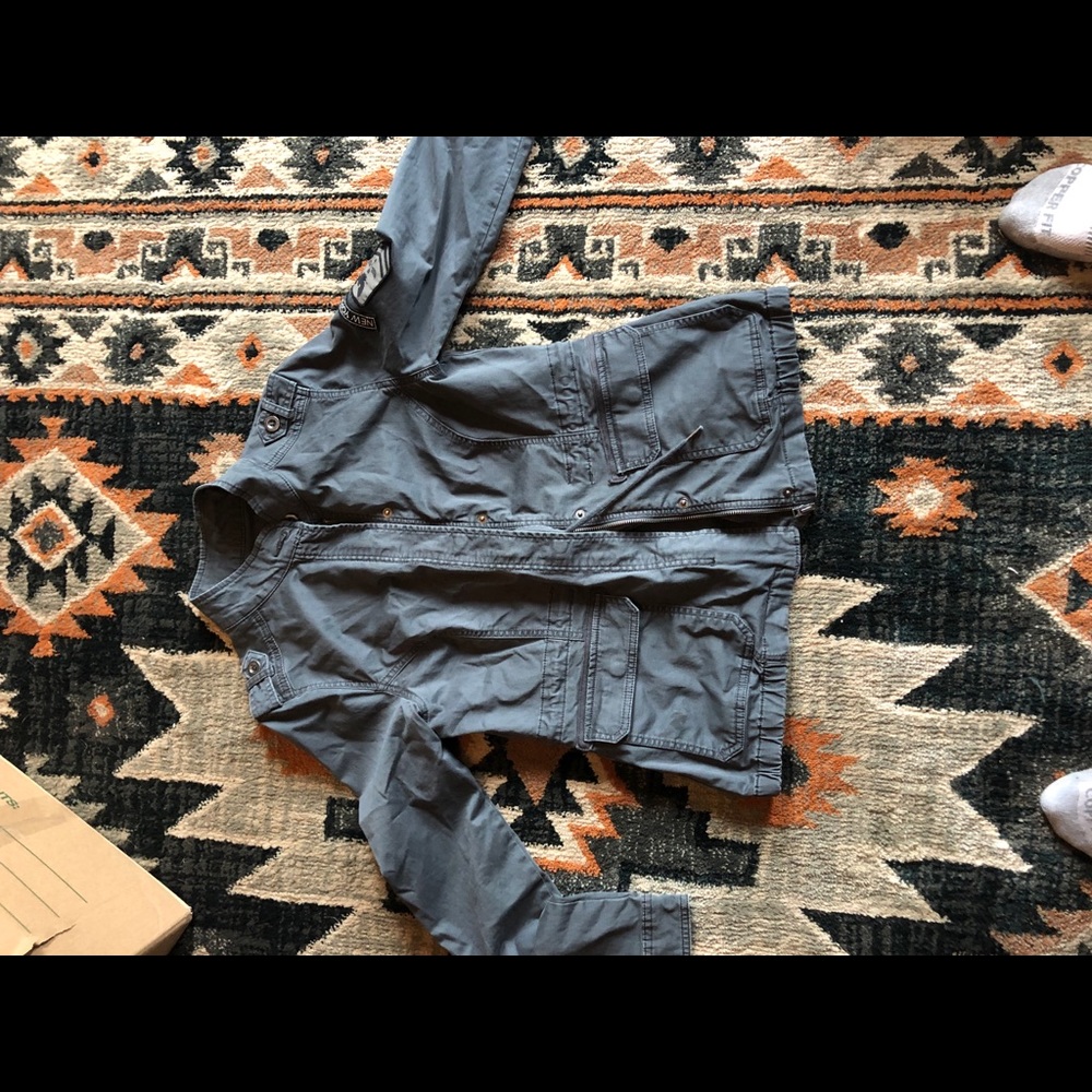 grey military style jacket